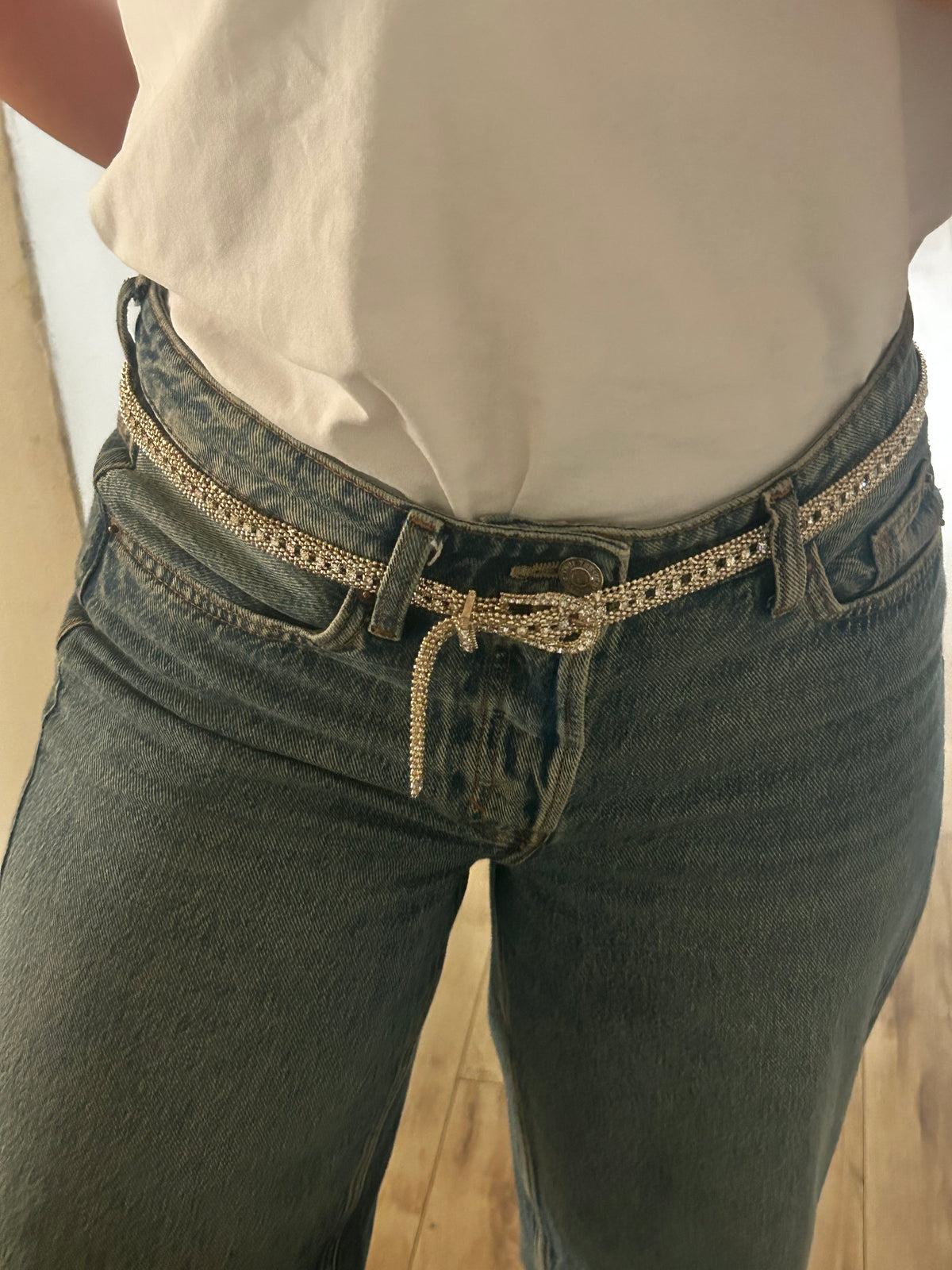 חגורת גוף מוכספת דמוי זרקונים וינטג׳