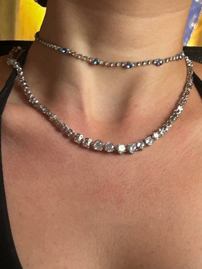 שרשרת קולר מוכסף כחול וינטג׳
