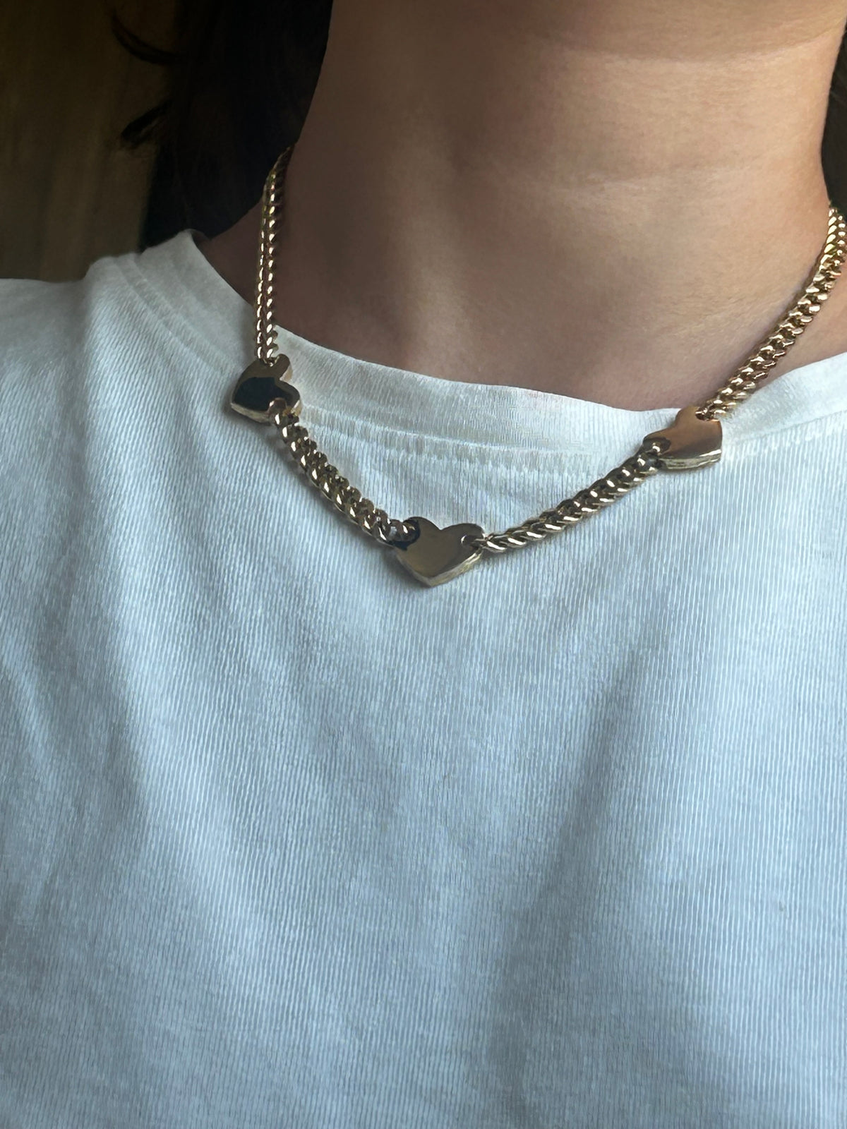 שרשרת לבבות Ann Klein ציפוי זהב וינטג׳