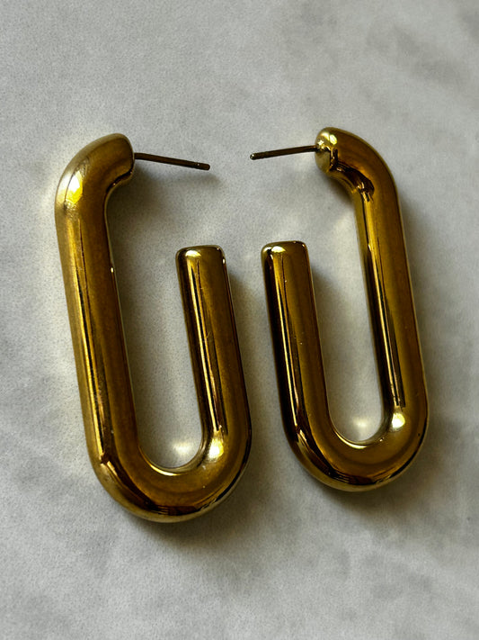 עגילי חצי חישוק אובלי ס.סטיל