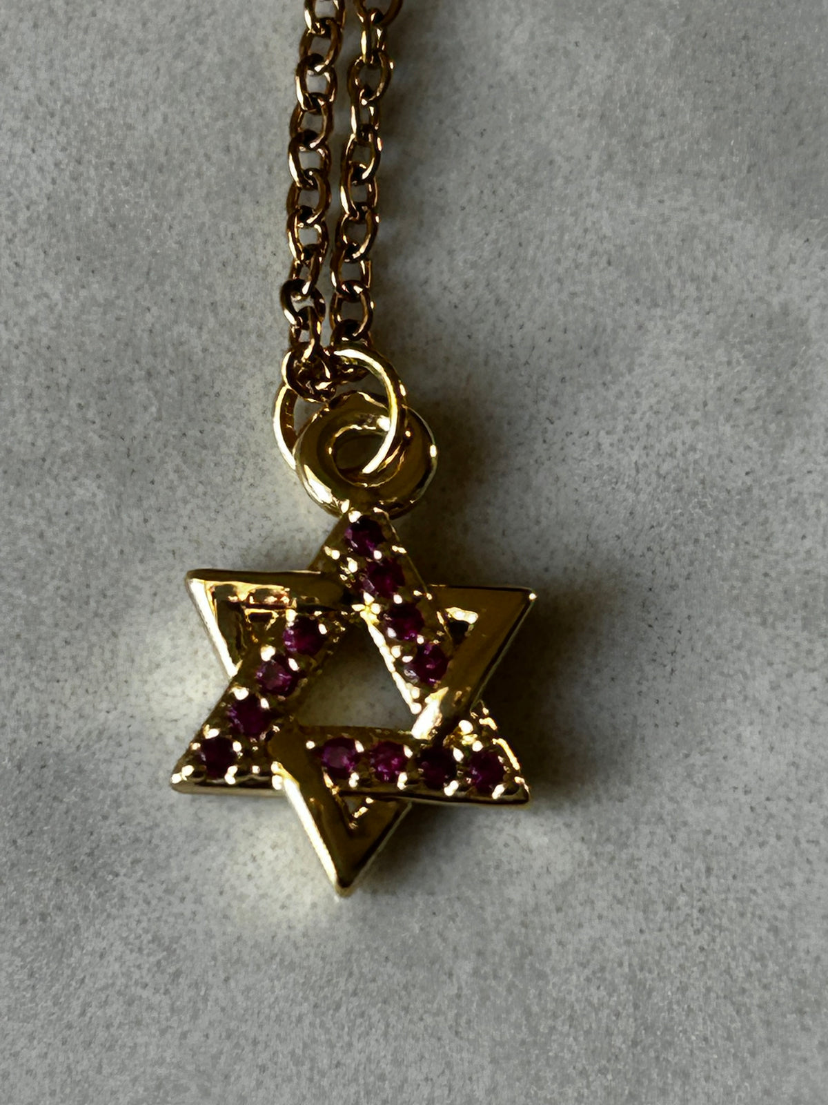 שרשרת מגן דוד דמוי רובי ס.סטיל