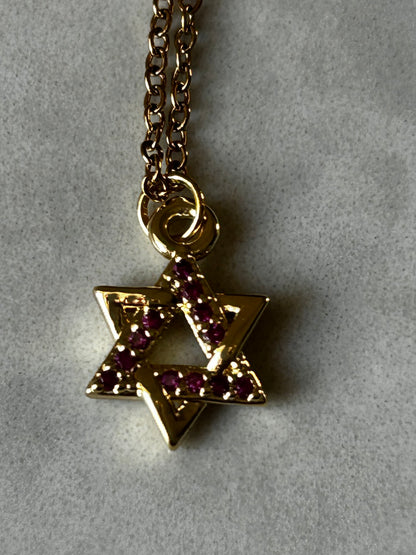 שרשרת מגן דוד דמוי רובי ס.סטיל